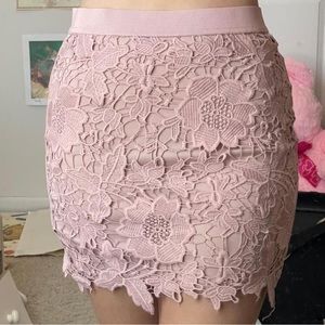 Light Pink Lace Mini Skirt